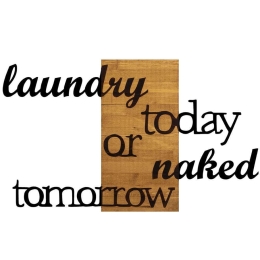 Διακοσμητικό Τοίχου Laundry Today 899SKL2178 99x3x58cm Walnut-Black Wallity Μέταλλο,Ξύλο