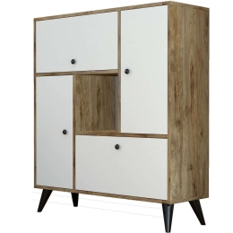 Ντουλάπι Hercules 389MZA1506 105x35x120cm Walnut-White Πλαστικό,Μοριοσανίδα