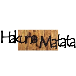 Διακοσμητικό Τοίχου Hakuna Matata 899SKL2202 108x3x30cm Walnut-Black Wallity Μέταλλο,Ξύλο