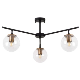 Φωτιστικό Οροφής - Πλαφονιέρα Atmaca 942FLG1101 70x70x39cm 3xE14 15W Black-Clear Opviq
