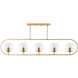 Φωτιστικό Οροφής - Ράγα Jewel 942FLG1146 122x15x49cm 5xE14 15W Gold-Clear Opviq