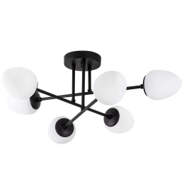 Φωτιστικό Οροφής - Πλαφονιέρα Camflo 942FLG2136 81x81x32cm 6xE14 15W Black Opviq