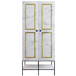 Ντουλάπα Δίφυλλη Martin 801CMY3438 84x50x200cm Marble Effect White-Gold Δίφυλλη