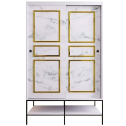 Ντουλάπα Δίφυλλη Martin 801CMY3443 120x57x200cm Marble Effect White-Gold Δίφυλλη