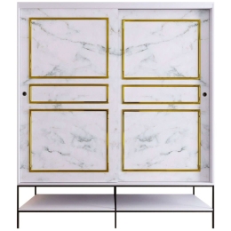 Ντουλάπα Δίφυλλη Martin 801CMY3445 190x57x200cm Marble Effect White-Gold Δίφυλλη