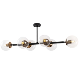 Φωτιστικό Οροφής - Πλαφονιέρα Fazli 942FLG1212 110x40x35cm 6xE14 40W Black-Clear Opviq
