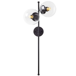 Φωτιστικό Τοίχου - Απλίκα Fazli 942FLG2148 32x27x72cm 2xE14 40W Clear-Black Opviq