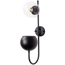 Φωτιστικό Τοίχου - Απλίκα Pot 942FLG2158 15x23x61cm E14 40W Black-Clear Opviq