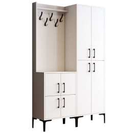 Έπιπλο Εισόδου Berlin 845HCT4227 120x35x200cm White Μοριοσανίδα, Μέταλλο