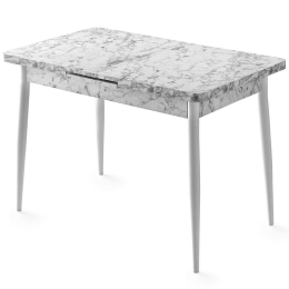 Τραπέζι Επεκτεινόμενο Ay 974NMB1143 120/150x70x75cm Marble Effect White Μοριοσανίδα, Μέταλλο