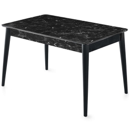 Τραπέζι Επεκτεινόμενο Lotus 974NMB1156 130/165x80x75cm Marble Effect Black Πλαστικό,Mdf