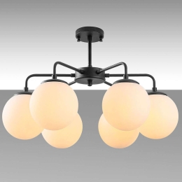 Φωτιστικό Οροφής - Πλαφονιέρα Viran 942FLG1360 56x56x43cm 6xE14 40W Black-White Opviq