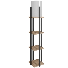 Φωτιστικό Δαπέδου Με Ραφάκια Nora 390FLH1148 21x135cm E27 60W Natural-Black Opviq