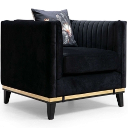 Πολυθρόνα Bellino 560ARE1725 83x85x75cm Black-Gold