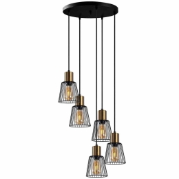 Φωτιστικό Οροφής Kemtel 942FLG1458 48x48x115cm 5xE27 40W Black-Gold Opviq