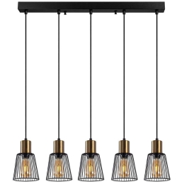 Φωτιστικό Οροφής - Ράγα Kemtel 942FLG1459 85x16x115cm 5xE27 40W Black-Gold Opviq