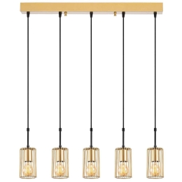 Φωτιστικό Οροφής - Ράγα Kemtel 942FLG1461 80x9x121cm 5xE27 40W Gold-Black Opviq