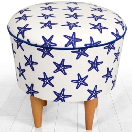 Σκαμπό Cunda 209FLF1217 42x42cm White-Blue