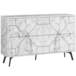 Μπουφές Dune 855DTE4219 123x35x62,4cm Marble Effect White Μοριοσανίδα, Μελαμίνη