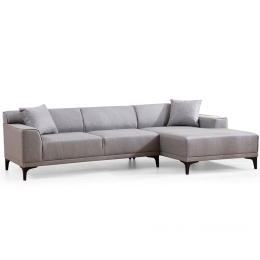 Καναπές Γωνιακός (Δεξιά Γωνία) Petra 560ARE1608 250x145x69cm Light Grey