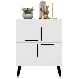 Μπουφές Makro 475OLV1714 70x35x90cm White-Black Μοριοσανίδα, Μελαμίνη