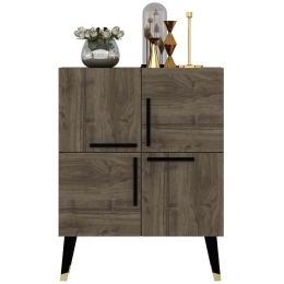 Μπουφές Makro 475OLV1715 70x35x90cm Walnut-Black Μοριοσανίδα, Μελαμίνη