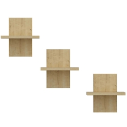 Ράφια Τοίχου Quincy (Σετ 3Τμχ) 935CMN1328 25,4x17,6x25,4cm Oak