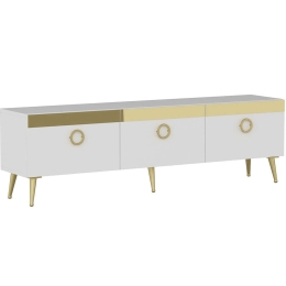 Έπιπλο Tηλεόρασης Safar 327ODS1127 150x30x45cm White-Gold
