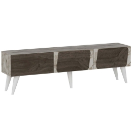 Έπιπλο Τηλεόρασης Veas 327ODS1134 150x30x43cm Marble Effect White-Walnut