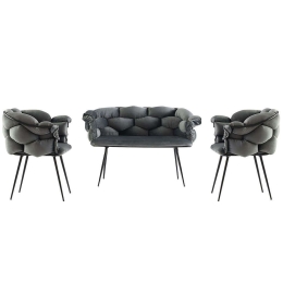 Σαλόνι Balon (Σετ 3Τμχ) 974NMB1805 Dark Grey-Black