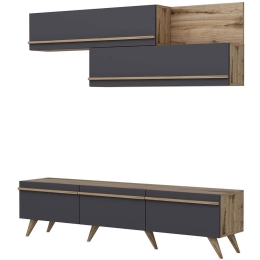 Σύνθεση Τηλεόρασης Amsterdam 382NRC1134 180x35x42cm Anthracite-Natural