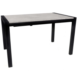 Τραπέζι Επεκτεινόμενο Silva 974NMB1738 120/187x74x75cm Stone Effect Grey-Black Μοριοσανίδα, Μέταλλο