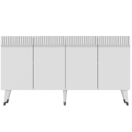 Μπουφές Defne 475OLV1740 150x40x80cm White-Silver Μοριοσανίδα, Μελαμίνη