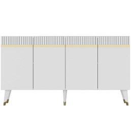 Μπουφές Defne 475OLV1741 150x40x80cm White-Gold Μοριοσανίδα, Μελαμίνη