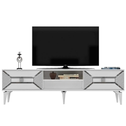 Έπιπλο Τηλεόρασης Yumedi 475OLV1159 150x30x50cm White-Silver