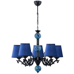 Φωτιστικό Οροφής 687HMY1434 65x85cm 5xE27 40W Black-Blue Opviq