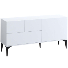 Μπουφές 393MRD1315 150x35x75cm White-Black Μοριοσανίδα, Μελαμίνη