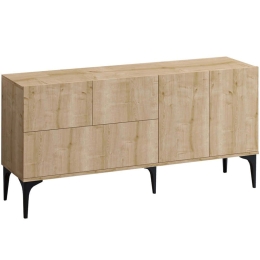 Μπουφές 393MRD1316 150x35x75cm Oak-Black Μοριοσανίδα, Μελαμίνη