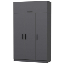 Ντουλάπα Τρίφυλλη Minar 506MNR2413 135x52x235cm Anthracite Τρίφυλλη