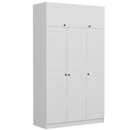 Ντουλάπα Τρίφυλλη Με Πατάρι Minar 506MNR2420 135x52x255cm White Τρίφυλλη