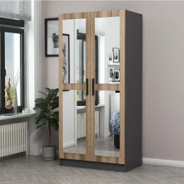 Ντουλάπα Δίφυλλη Kale 506MNR2155 90x52x210cm Anthracite-Oak Δίφυλλη