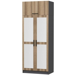 Ντουλάπα Δίφυλλη Με Πατάρι Kale 506MNR2226 90x52x255cm Oak Δίφυλλη