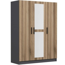 Ντουλάπα Τρίφυλλη Kale 506MNR2262 135x52x210cm Oak-Anthracite Τρίφυλλη