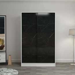 Ντουλάπα Δίφυλλη Kale Stone 506MNR2313 120x60x210cm Marble Effect Black-White Δίφυλλη