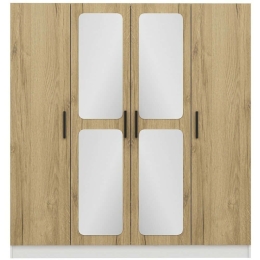 Ντουλάπα Τετράφυλλη Kale 506MNR2435 180x52x210cm Walnut-White Τετράφυλλη
