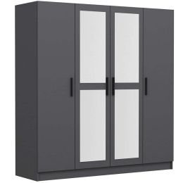 Ντουλάπα Τετράφυλλη Kale 506MNR2457 180x52x210cm Anthracite Τετράφυλλη