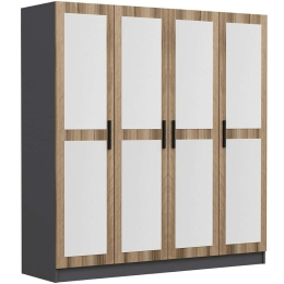 Ντουλάπα Τετράφυλλη Kale 506MNR2471 180x52x210cm Anthracite-Oak Τετράφυλλη