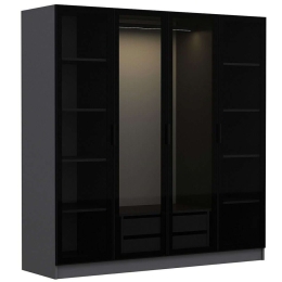 Ντουλάπα Τετράφυλλη Kale 506MNR2475 180x52x210cm Anthracite-Black Τετράφυλλη