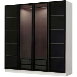 Ντουλάπα Τετράφυλλη Kale 506MNR2477 180x52x210cm White-Black Τετράφυλλη
