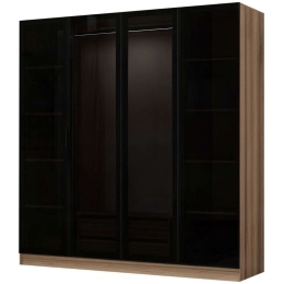 Ντουλάπα Τετράφυλλη Kale 506MNR2489 180x52x210cm Oak-Black Τετράφυλλη